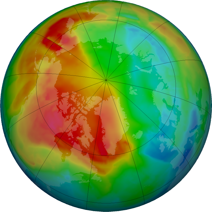 Arctic ozone map for 03 February 2016